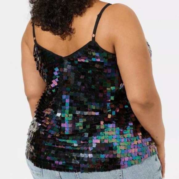 torrid brand NWT Size 00 (M/L 10) Sophie Sequin Swing Cami Purple Sequins - Picture 2 of 8
